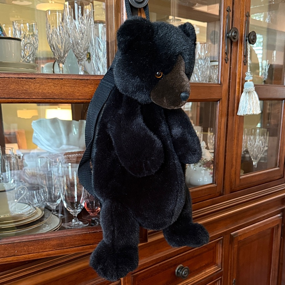 Cuddly Black Bear Plush Backpack RARE